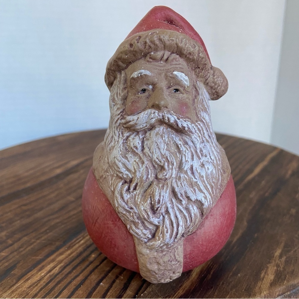 Vintage Santa Ornament Christmas St Nick Flat Bottom Shelf Decor Made In Taiwan